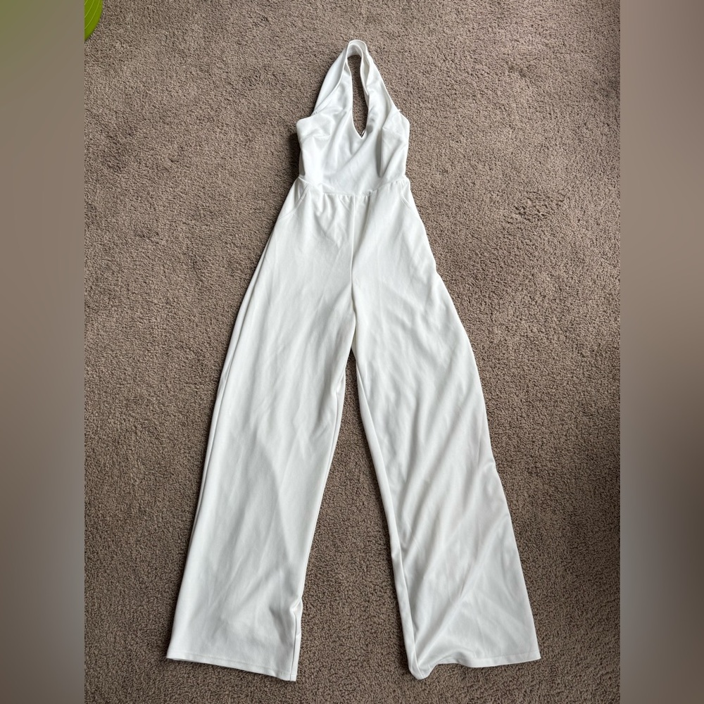 Elegant White Halter Jumpsuit